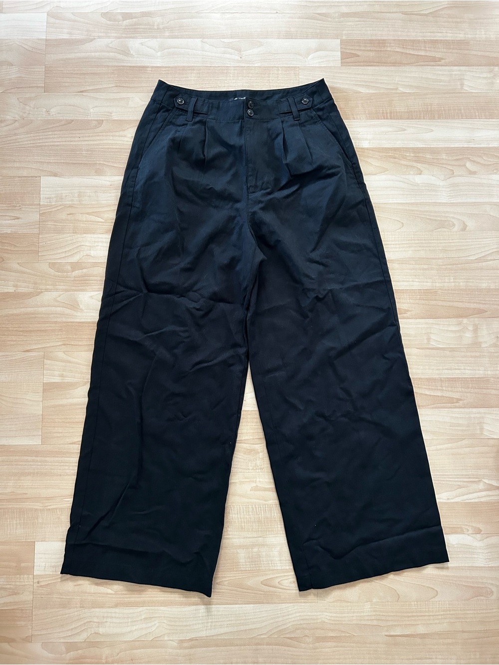 Madewell Harlow Black Wide-Leg Women's Pants Pleated